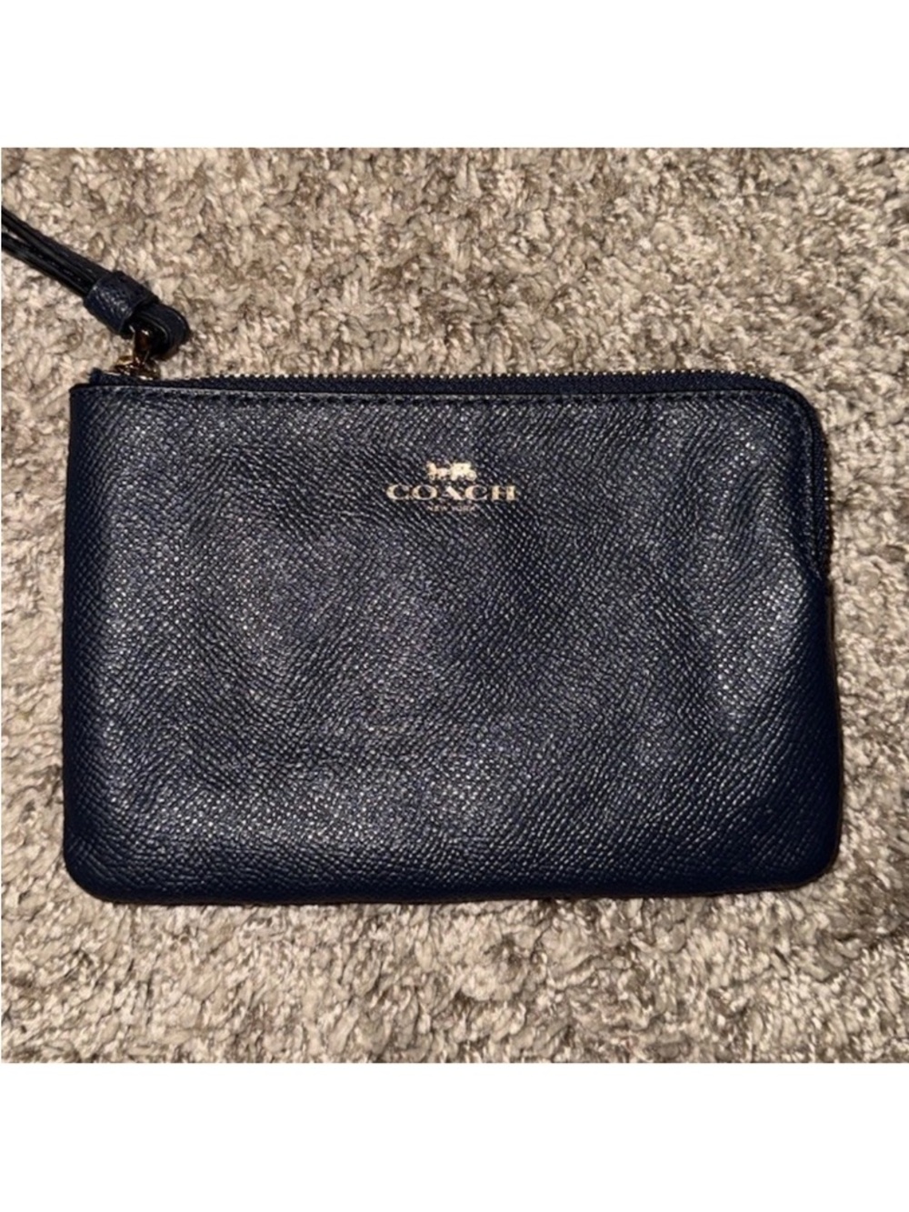 Coach Black  Leather Wristlet with Gold Logo - Picture 3 of 5